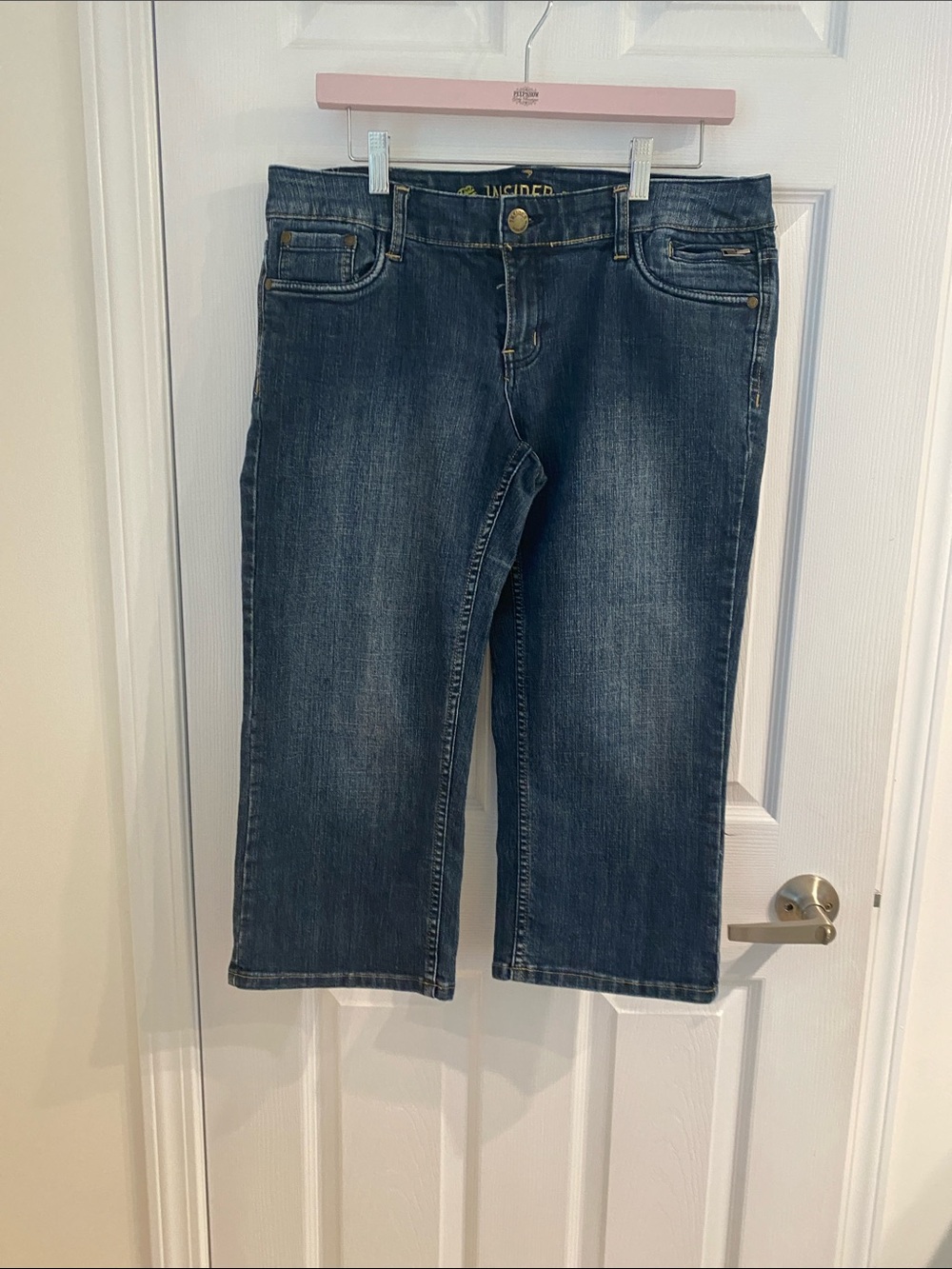 Insider Premium Denim Womens Sz 32 Low Rise Cropped Jeans Capri Pants Blue Wash
